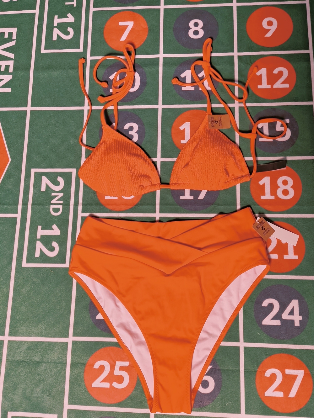 NWT Victoria’s Secret PINK Orange Bikini Set Triangle Top S High Waist Bottom L
